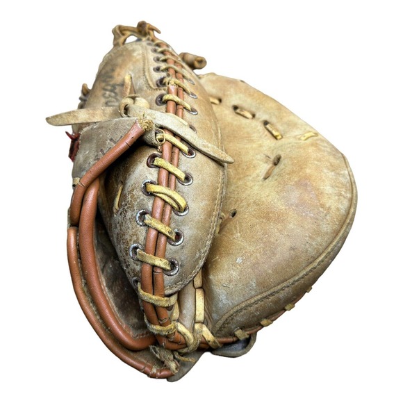 MacGregor Catchers Mitt RHT MM110 Flex Action Leather Dual Flex Hinge 18R - Picture 2 of 8